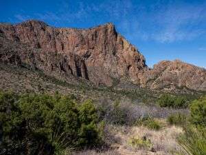 Big Bend 6 Ein Blick vom Chisos Basin auf die Chisos Berge