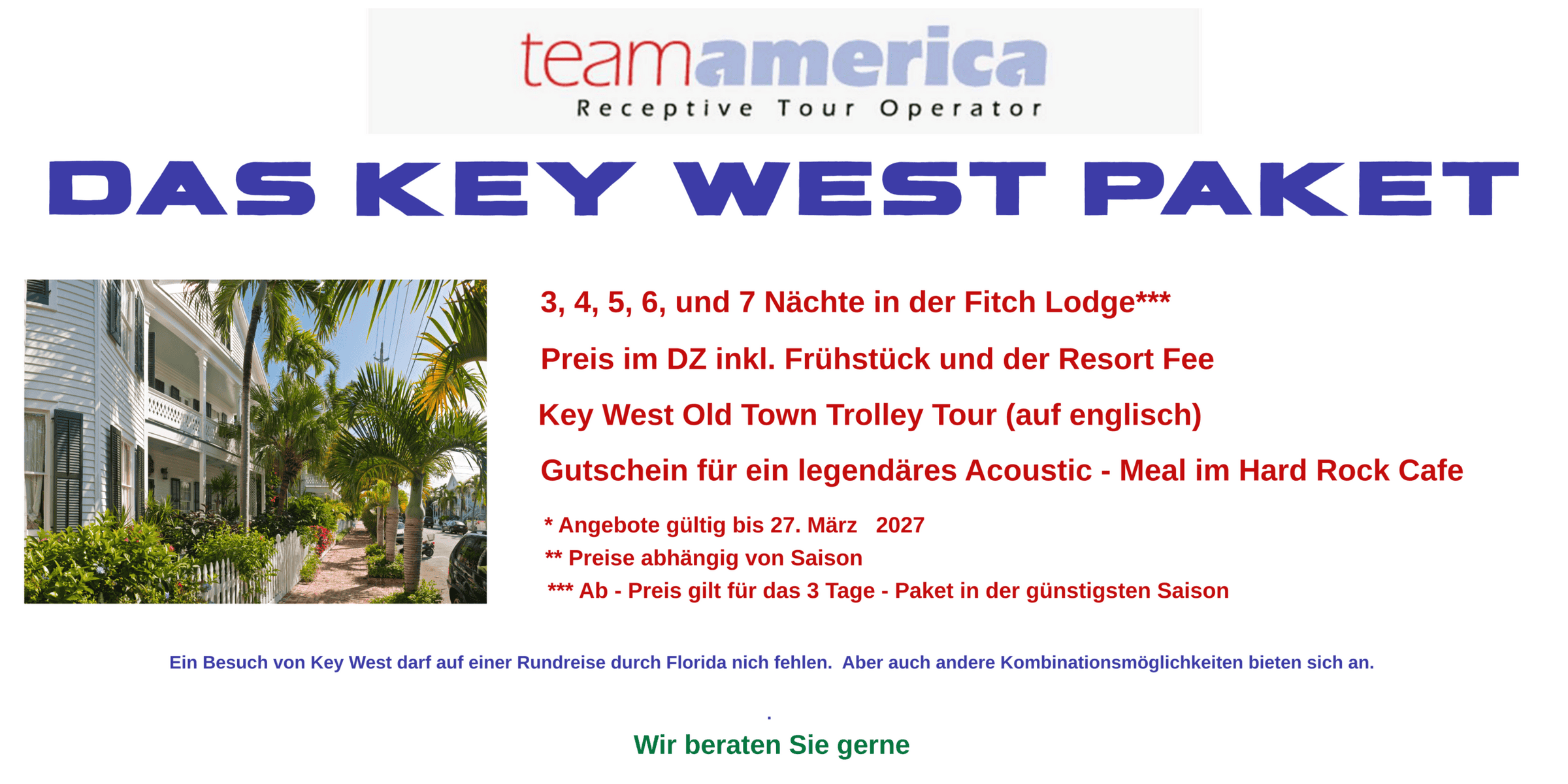 Ein Reiseangebot m in verschiedenen Farben und Schriften