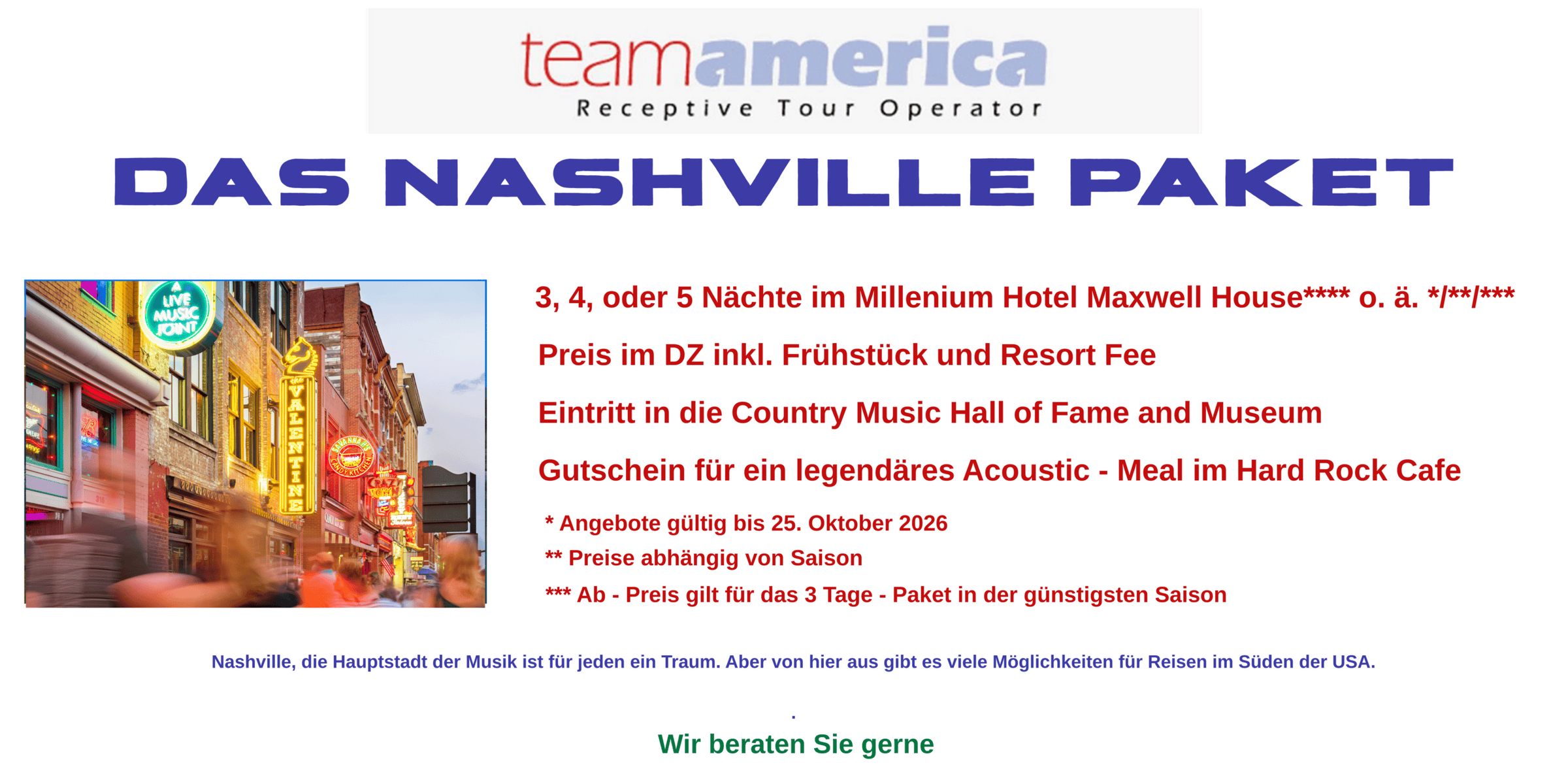 Ein Reiseangebot m in verschiedenen Farben und Schriften