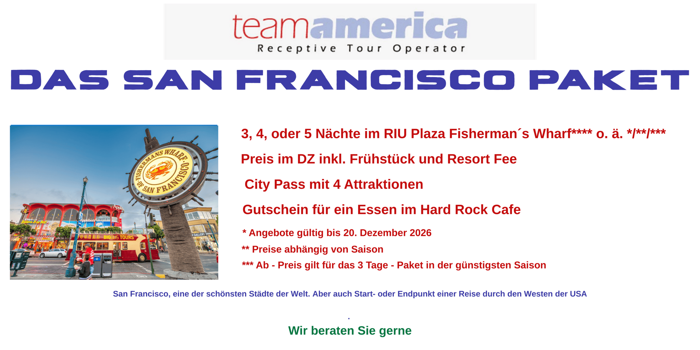 Ein Reiseangebot m in verschiedenen Farben und Schriften