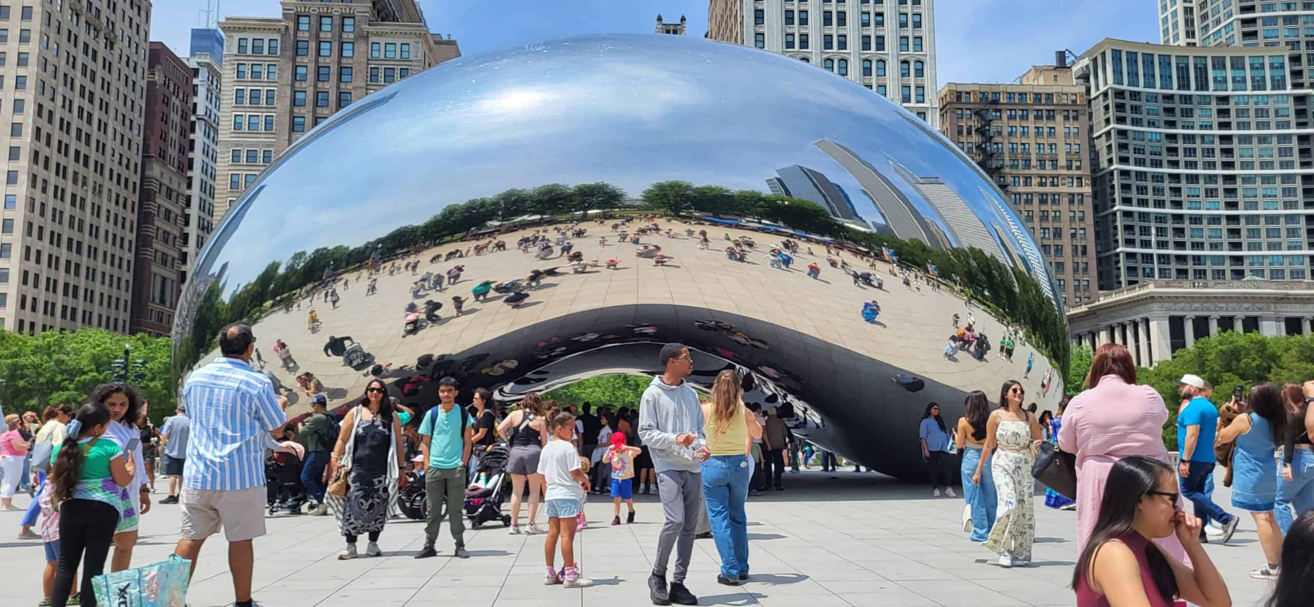 Chicago am Lake Michigan mit Cloud Gate im Millennium Park