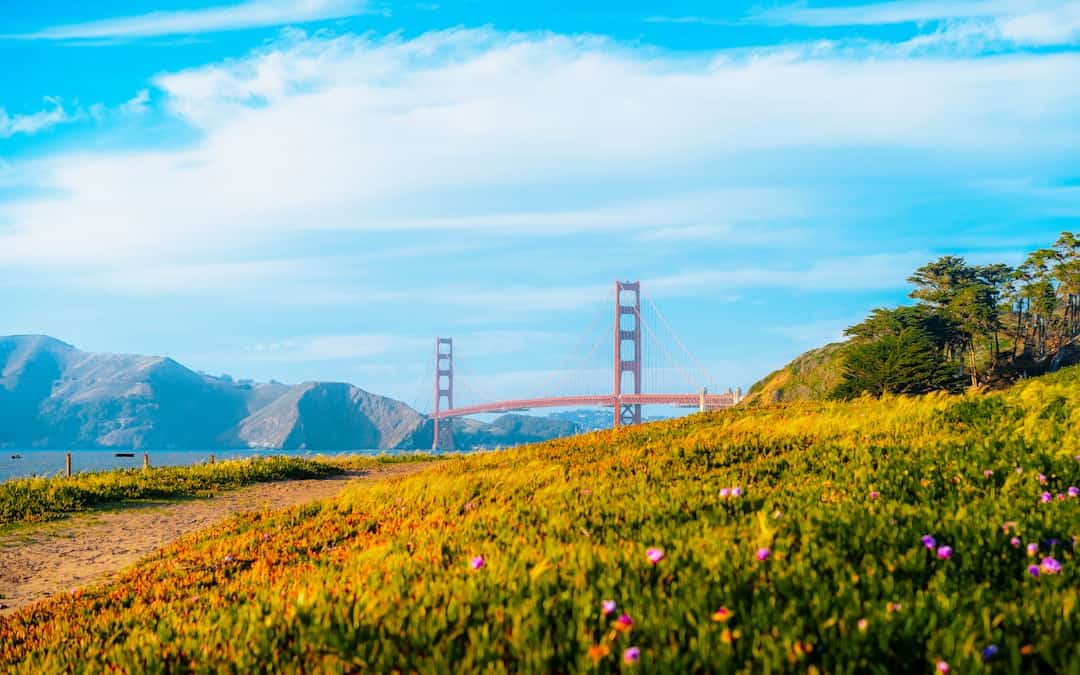 a scenic view of the golden gate bridge