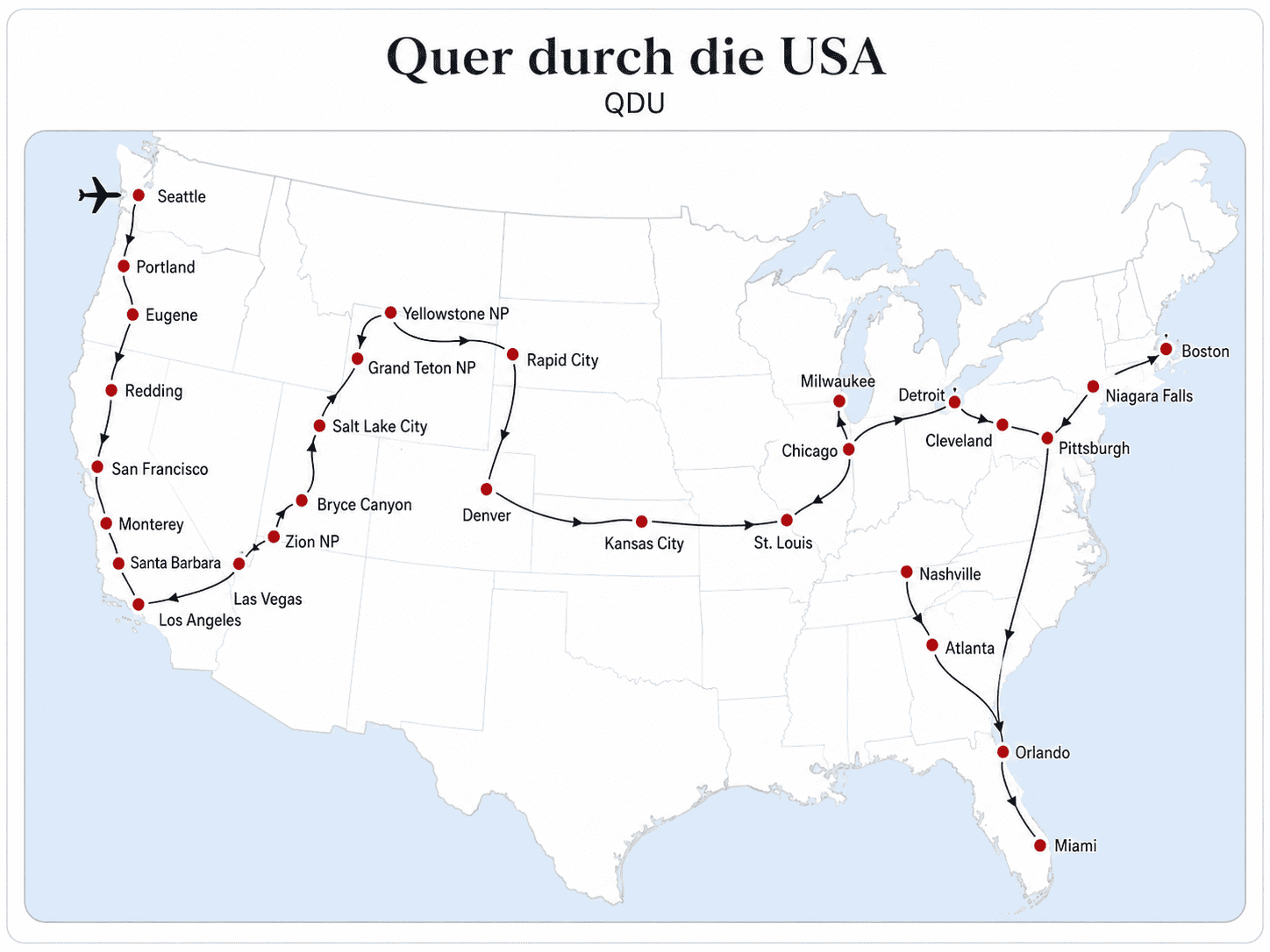 ChatGPT Image 10. Juli 2026, 18_50_07 Routenkarte Quer durch die USA mit Stationen von San Francisco nach New York