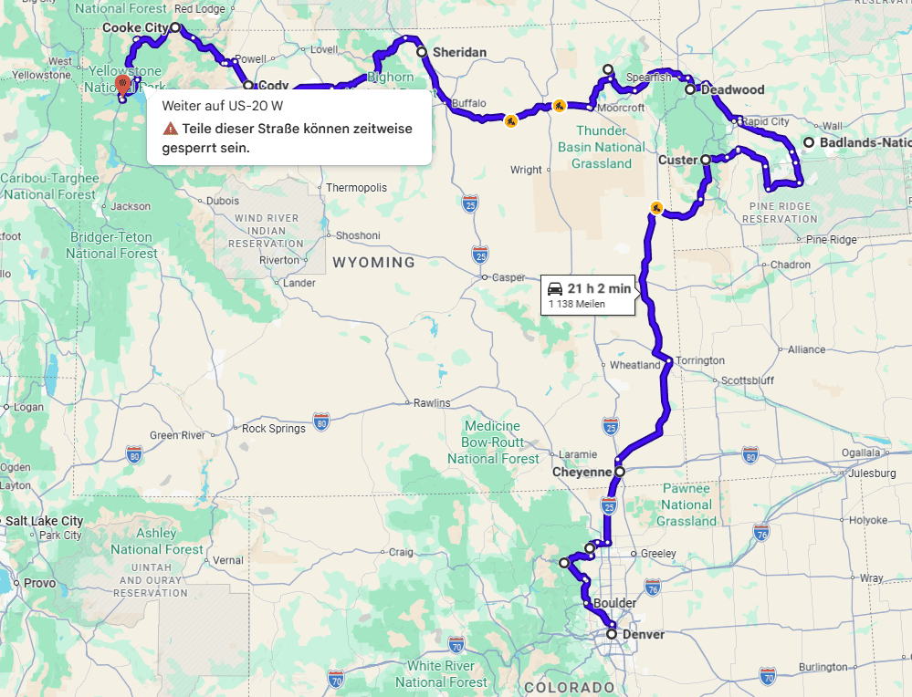 Von Denver zum Yellowstone