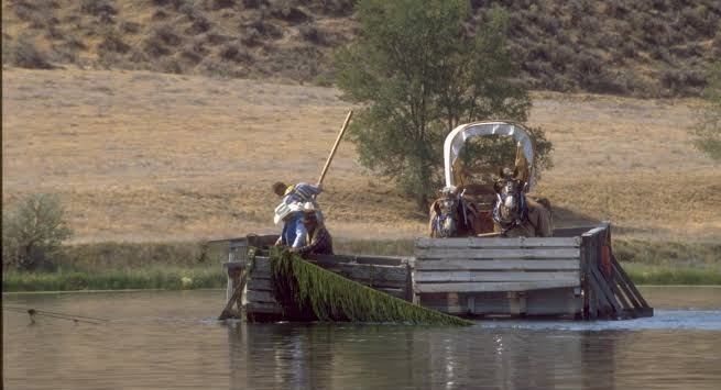 Three Island Crossing am Snake River bei Glenns Ferry in Idaho – historische Flussquerung des Oregon Trails